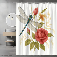 Beautiful Floral Dragonfly Shower Curtain for Home Decor
