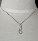 NEW Anjolee 14K White Gold Solid Curve Journey Diamond Pendant Necklace WITH BOX — photo 1