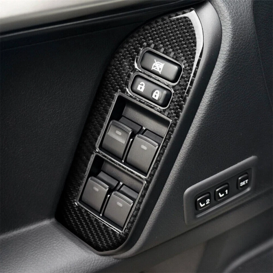 Panel de interruptor de ventana para Toyota Land Cruiser Prado 10-18 cubierta embellecedor fibra de carbono Foto 3 de 4