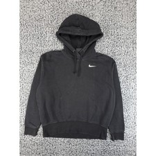 Nike Pullover Hoodie Womens XS Black Embroidered Swoosh Fleece Sweatshirt