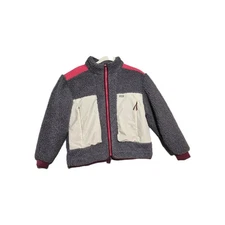 Figs Scrubs Selwyn Sherpa Jacket Bomber Full Zip Gray Pink Small W200W1019