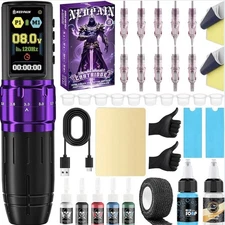 Wireless Tattoo Machine Pen Set, 1.47 in, 2400mAh, Dotting & Memory Function