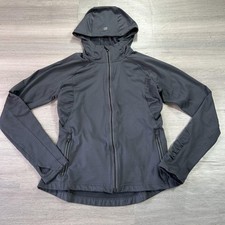 Athleta Jacket Womens XS Black Hooded Full Zip Stretch Thumbholes Pocket