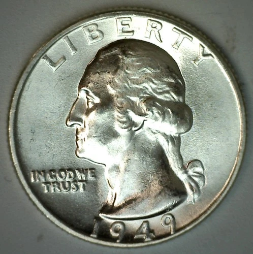 1949 BU Washington Quarter Uncirculated Silver 25c Coin Twenty Five Cents