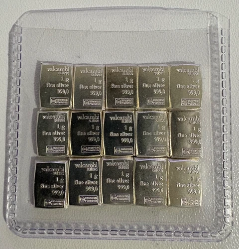15 x 1 Gram Loose Silver  .999 PURE Valcambi Bar Swiss Bullion Lot