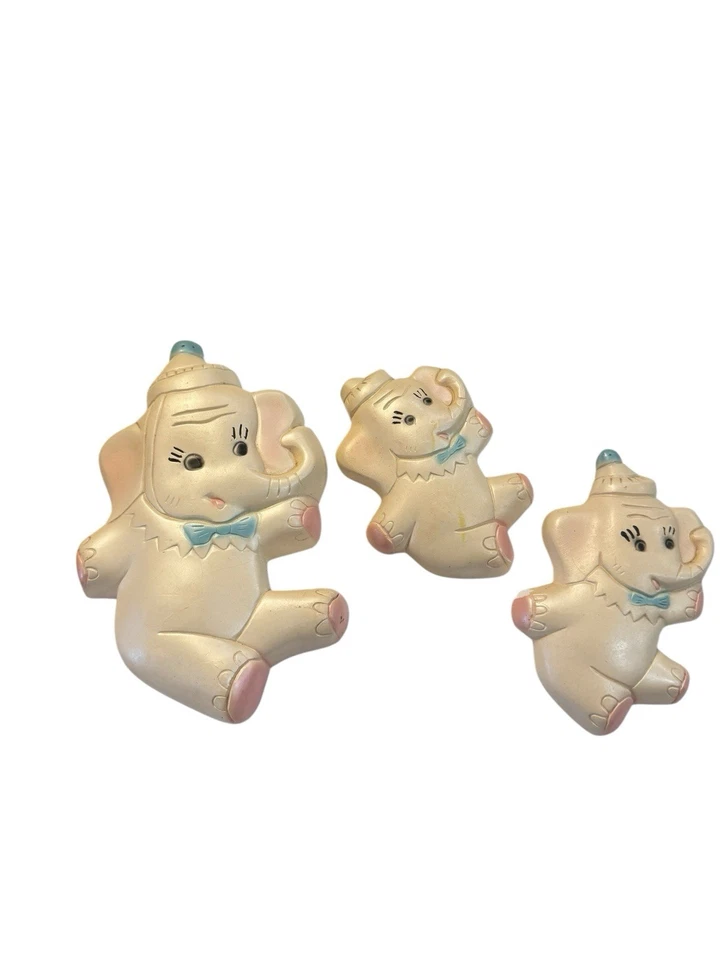 Vintage 1950s Childrens Circus Elephant chalkwear wall decor Baby Nursery - Image 3 of 4