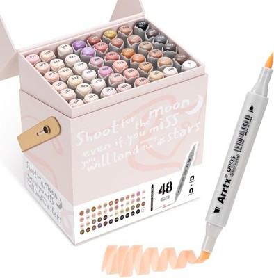 Arrtx Skin Tone Alcohol Markers Oros 48 Colors,Brush & Chisel Tip Art Markers