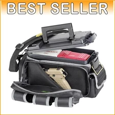 Heavy-Duty Black Range Bag with Adjustable Shoulder Strap and Ammo Storage