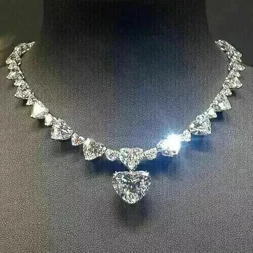 Collar de tenis para mujer 50 quilates corte corazón diamante simulado chapado en oro blanco de 14 quilates Foto 3 de 4