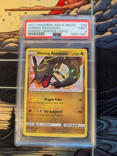 2017 Pokemon Shining Legends Holo Rare Shining Rayquaza Card 56/73 PSA 9 Mint