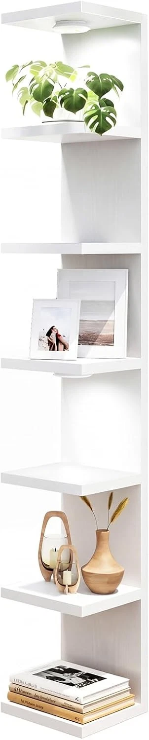Wall Decor 7 Tier Wall Shelf Unit Floating Shelves W/ LED Lights Lack Shelf Home