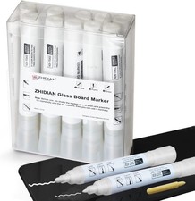 White Dry Erase Markers for Black Glass Board, 2-in-1 Premium Reversible Dual