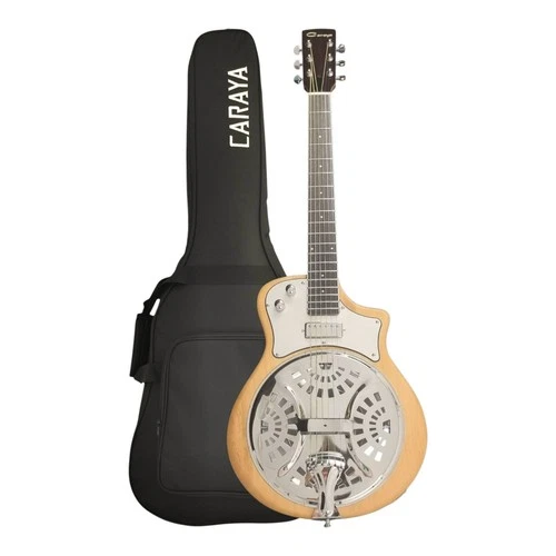 Caraya RE20 Hybrid Resonator Electric-Acoustic Guitar – Paulownia, Satin Natural