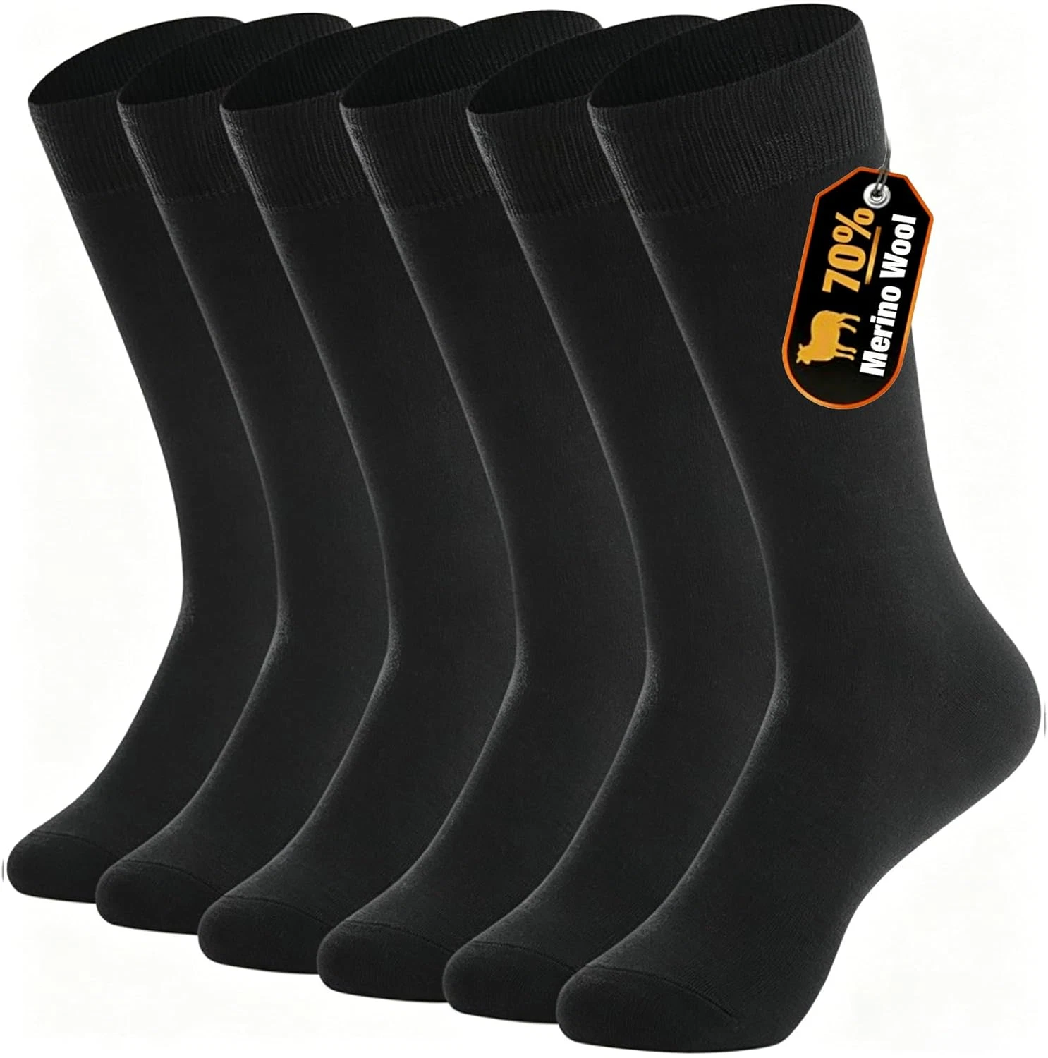 70% Merino Wool Socks for Men, Thin Breathable Crew Socks Size 9-12, Warm Dress