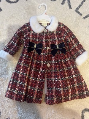 Blueberi Gold Toddler Girl Christmas Dress 2T Red Plaid Holiday Party Boutique