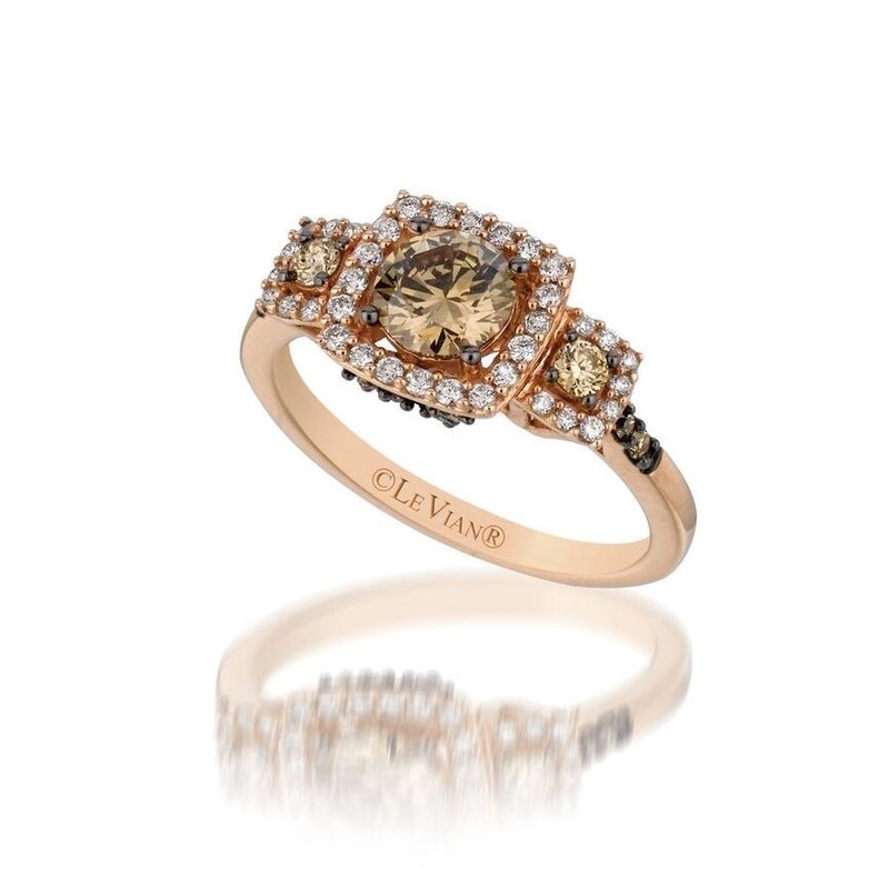 Le Vian 14K Rose Gold Cocktail Ring 1.16 cts White Chocolate Diamonds - Size 7