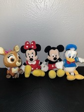 Disney Plush Lot Minnie Mouse Mickey Mouse Donald Duck Bambi Beanbag Plush