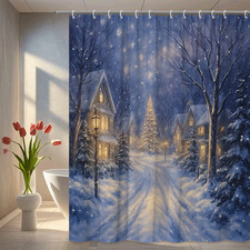 Winter Wonderland Shower Curtain - Christmas Theme, Snowy Scene