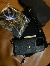 📱NEW Bandolier Emma Crossbody Leather Phone Case for iPhone 13 Pro Black
