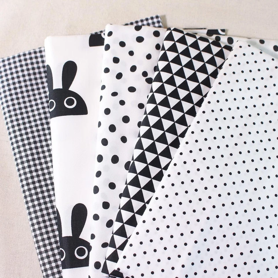 20 Black White Cotton Fabric Scraps Remnant 8" Precut Squares Quilting Sewing - Image 3 of 4
