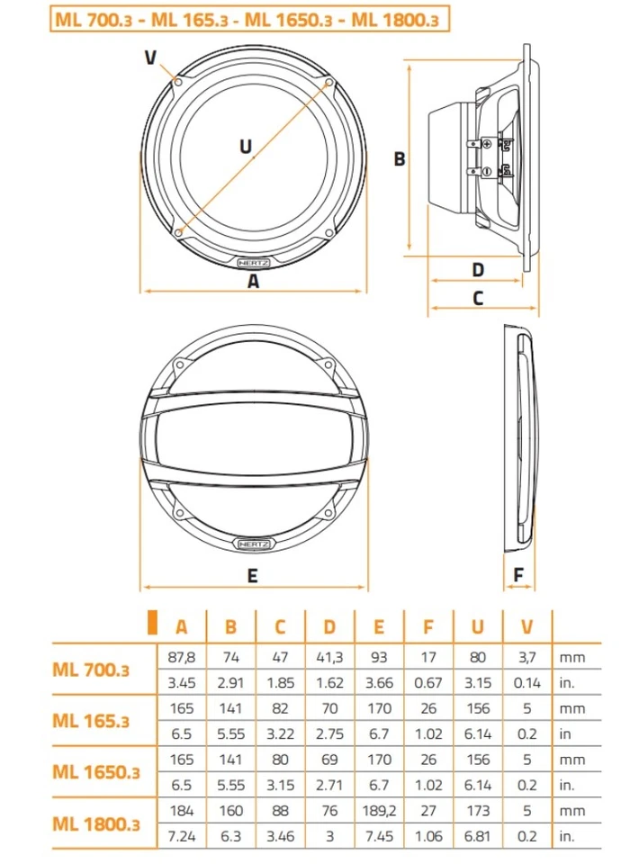 Hertz Mille Legend MLK-1650.3 Haut-Parleur 16,5cm 3 Voies 150WRMS 4 Ohm 1 Paire - Photo 2/2