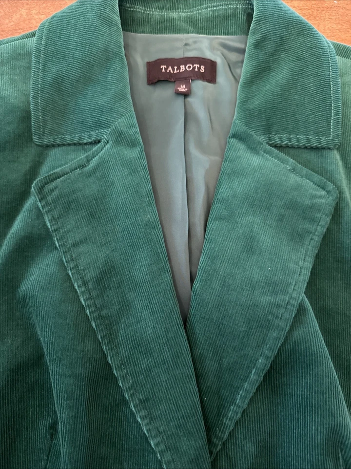 Chaqueta Blazer Mujer Vintage Verde Esmeralda Pana con Hebillas/Botones Dorados 14 Foto 4 de 4