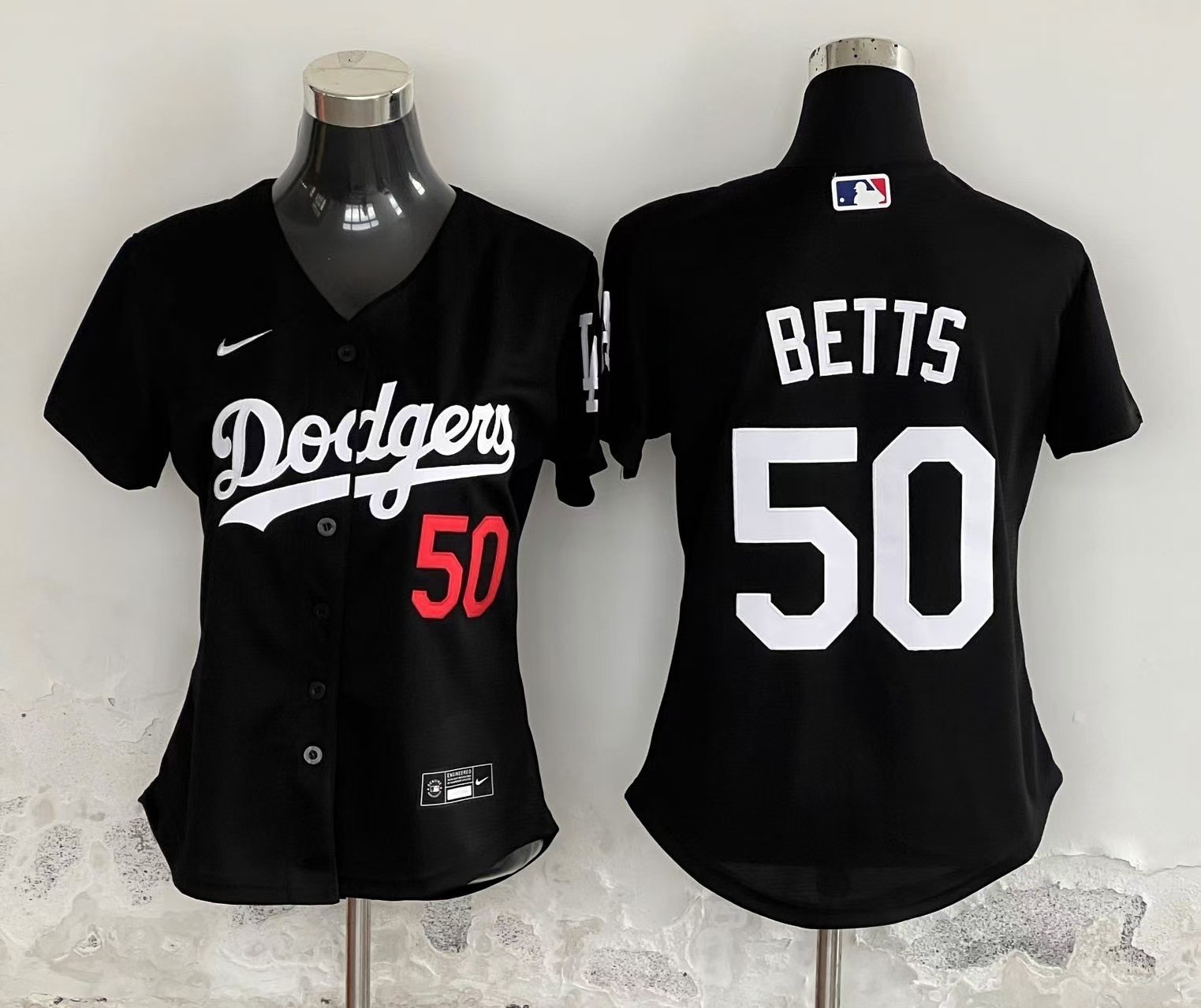 Mookie Betts #50 Los Angeles Dodgers Nike Black Stitched MLB Jersey Womens NWT