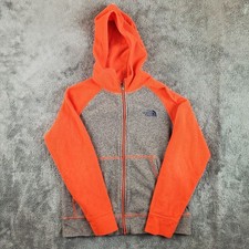 The North Face Hoodie Boys M 10/12 Gray Red Jacket Full Zip Fleece Hooded
