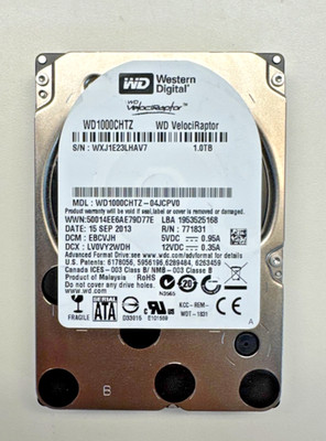 WD Western Digital Velociraptor 1TB 10KRPM 2.5'' SATA 6Gb Hard Drive (WD1000CHTZ)