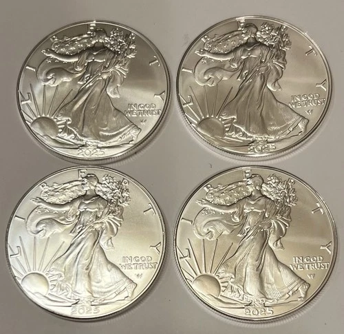 2025 US MINT SILVER EAGLES. 4 Ounces Total. Fresh From Mint Roll. Uncirculated🔥