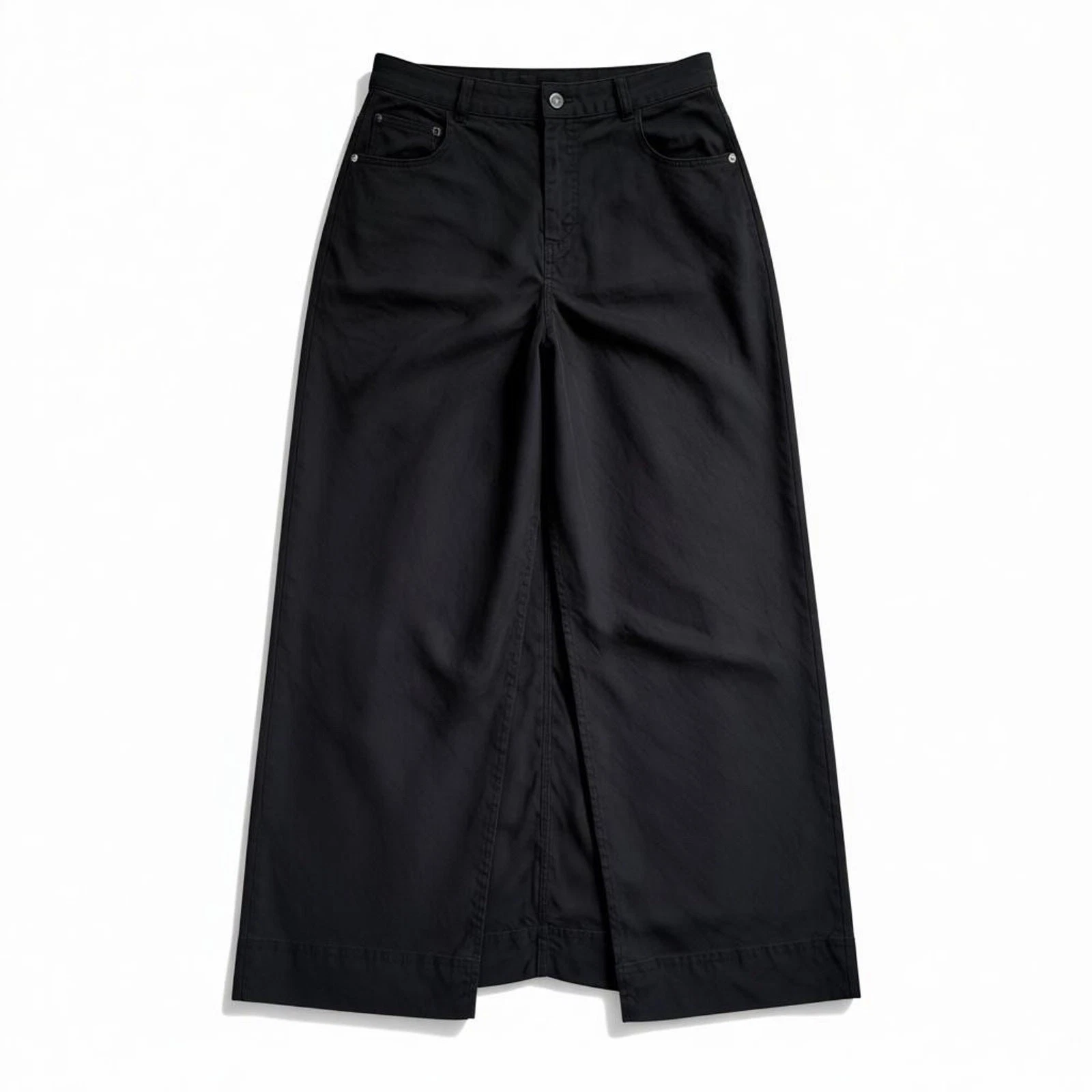 Pilcro Minimalist Black Linen Blend Midi Skirt High Slit Pockets Size 4