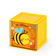 Legami - Cutie Cubes Desk Box, Bee Theme, Desk Organizer, Storage Box, Sticker S