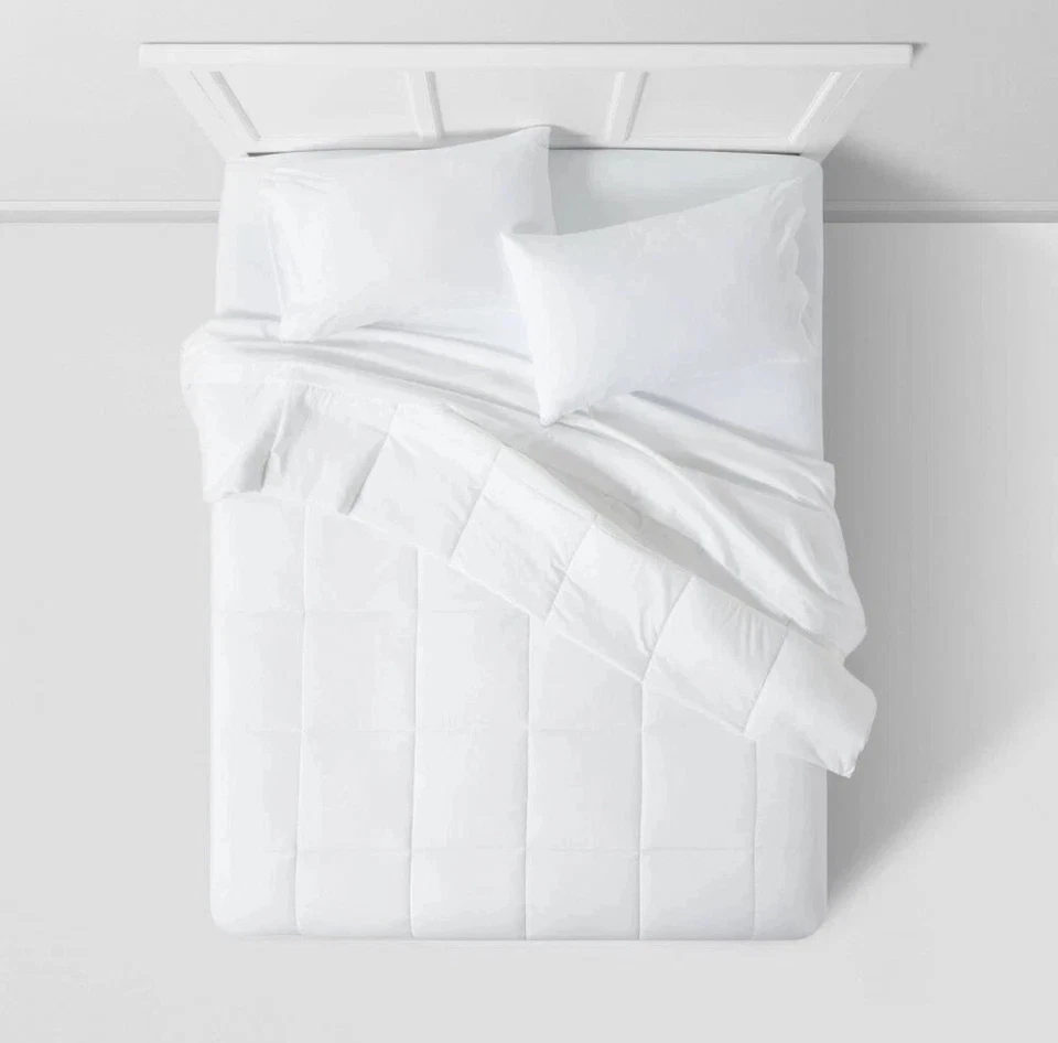 KING Room Essentials POLY Percale Comforter Box Quilting WHITE LIGHT ALL SEASON - Image 4 of 4