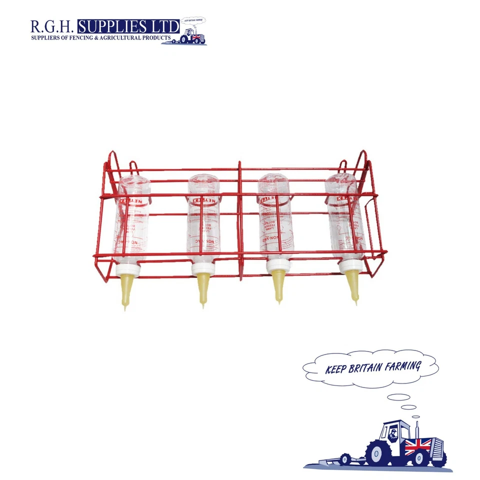 Nettex Non-vac Lamb Feeding 4-bottle Rack System Teats Lambing