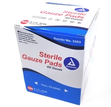 Dynarex Sterile Gauze Pads 3x3 12 ply box of 100 #3353