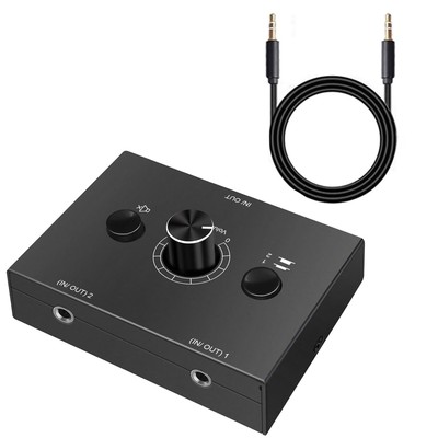2 Way 3.5mm  Audio Switcher Selector Stereo Audio Switcher Splitter  1x2/ 2x1