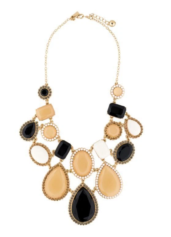 Collar Kate Spade GRAN SUPER NEUTRO DOBLE 'run around' piedra enmarcada declaración