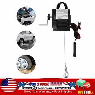 12V 300W Portable Electric Winch 2000LB Remote Towing Hitch Truck Trailer Boat!