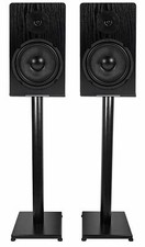 Pair Rockville RockShelf 68B Black 6.5" Home Bookshelf Speakers w/29" Stands