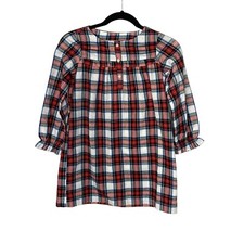 CREWCUTS Girls Red Tartan Plaid Flannel Nightgown Size M 8-9