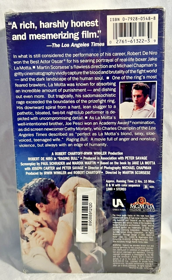 SEALED Raging Bull Sealed VHS (VHS, 1991) Robert De Niro Martin Scorsese Classic - Image 3 of 4