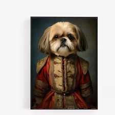 Royal shih tzu dog Vintage style Print Picture Poster victorian Unframed A4