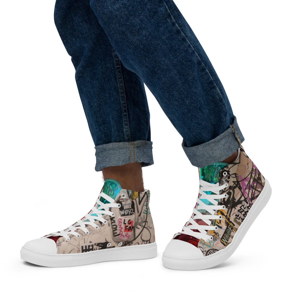 Graffiti Men’s high top canvas shoes