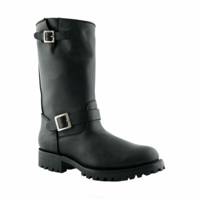 Grinders Mens Engineer Wild One Black Biker Boots Western Combat Leather Buckle 