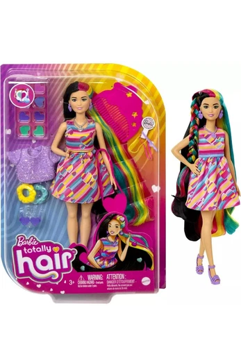 Barbie Totally Hair Fashion Doll with Heart Theme, Extra-Long Hair Accessories