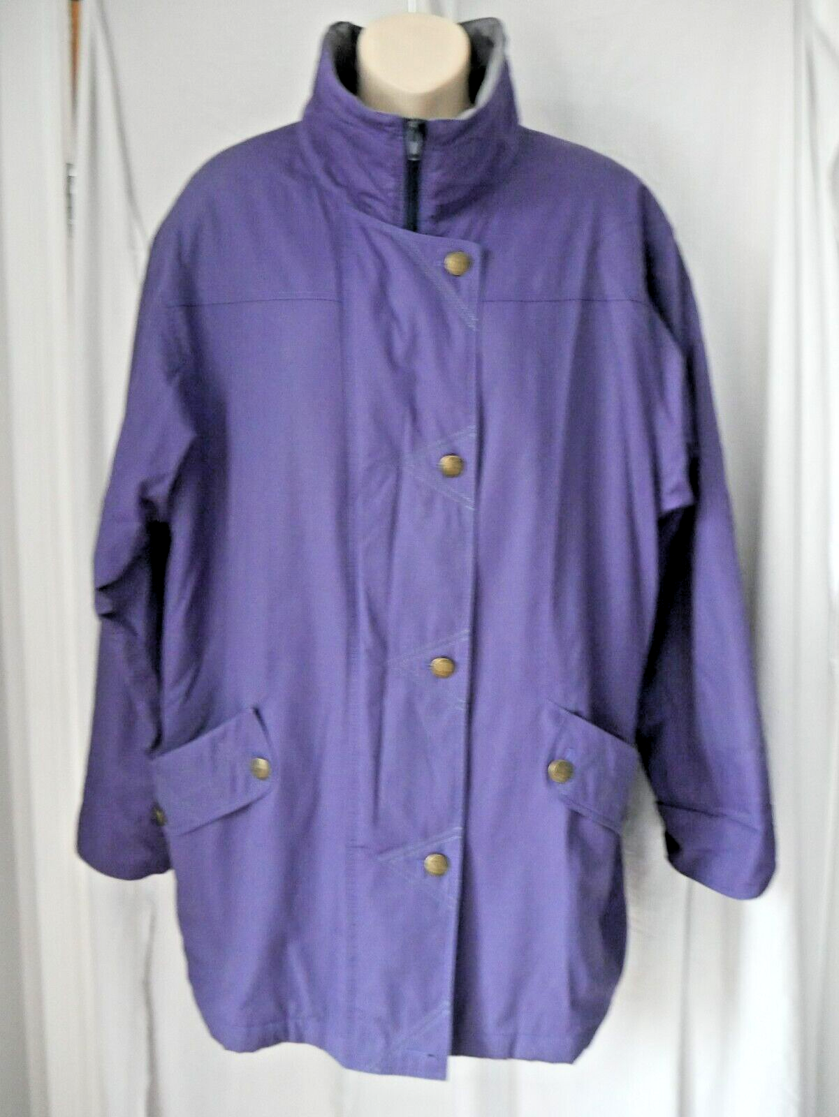 Vintage Purple Coat Ladies Telemac Size 14 Lightly Padded Jacket Classic Womens