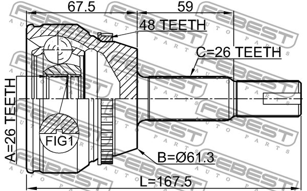 0110-ACV40L26A48 FEBEST Joint Kit, drive shaft for TOYOTA,TOYOTA (GAC)