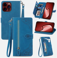 For iPhone/Samsung Women Girl Zipper PU Leather Card Wallet Crossbody Phone Case