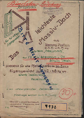 SINZIG, Prospekt 1927, A. W. Stephan & Co. Bimsbeton Leichtplatten für Dächer Pf