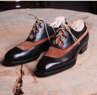 Men\'s Black Lace-Up Derby Shoes with Two-Tone Sole Amazon.com: XJSDJHOUNT Dress Shoes for Men Lace Up Two Tone  main image 2
